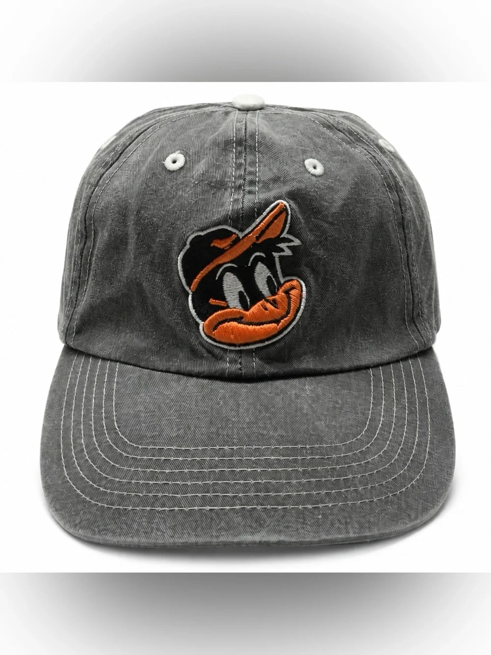 2000s Baltimore Orioles Dugout Club BD&A Gray Strapback Youth Hat Cartoon Bird